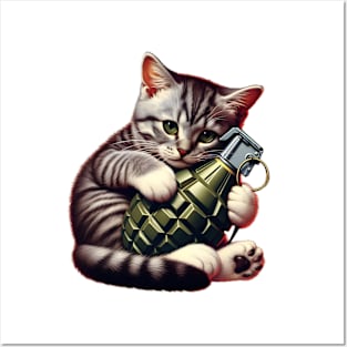 Cat and Grenade Posters and Art